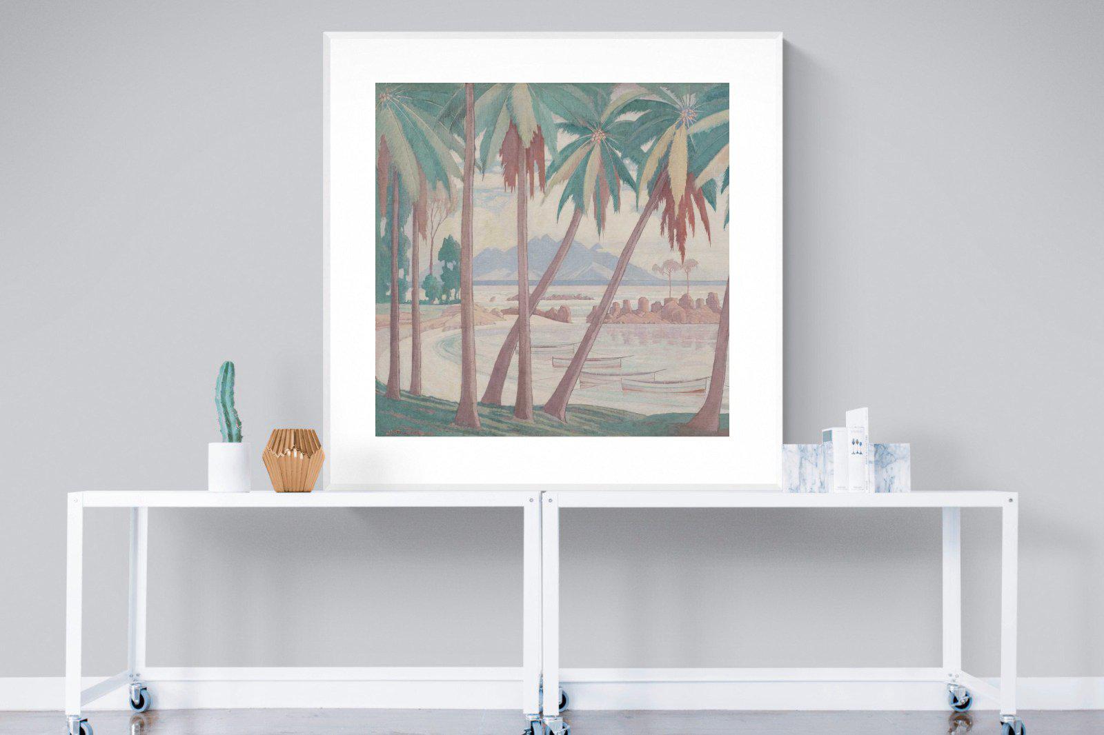 A View Across Fisherman's Cove-Wall_Art-120 x 120cm-Framed Print-White-Pixalot