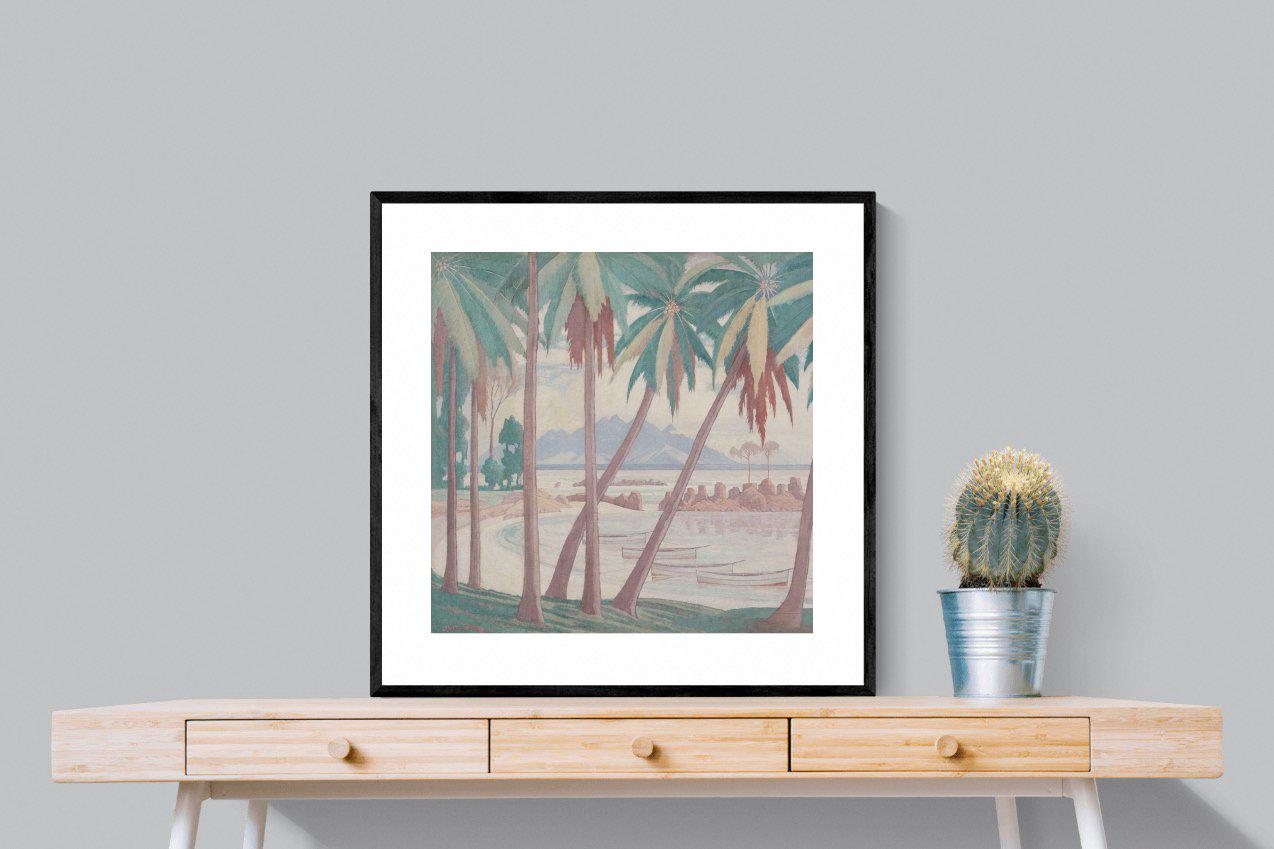 A View Across Fisherman's Cove-Wall_Art-80 x 80cm-Framed Print-Black-Pixalot