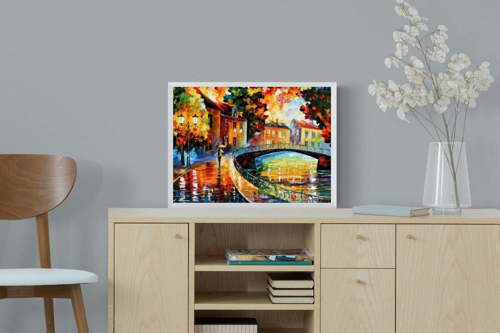 Autumn Old Bridge-Wall_Art-60 x 45cm-Mounted Canvas-White-Pixalot