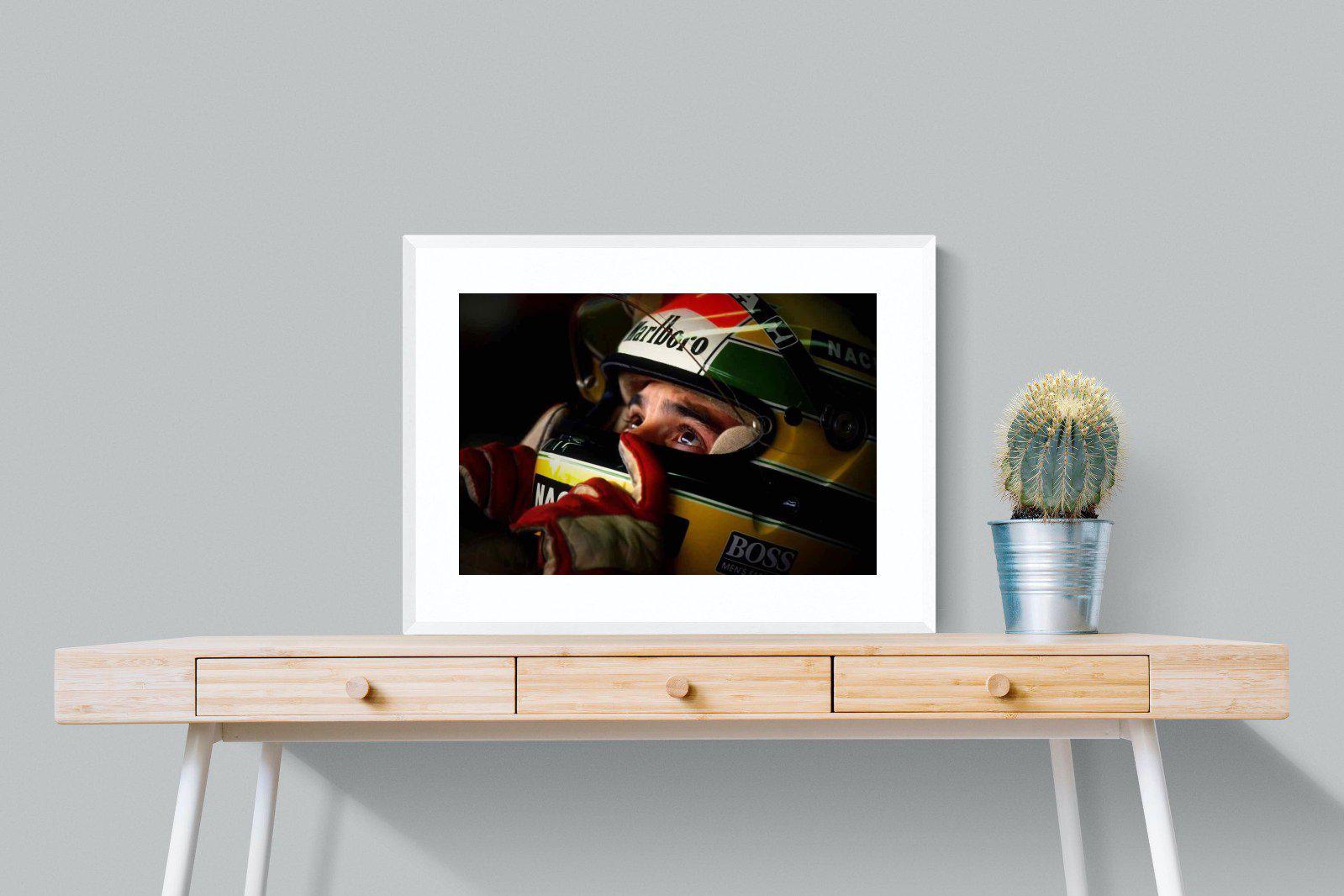 Ayrton Senna-Wall_Art-80 x 60cm-Framed Print-White-Pixalot