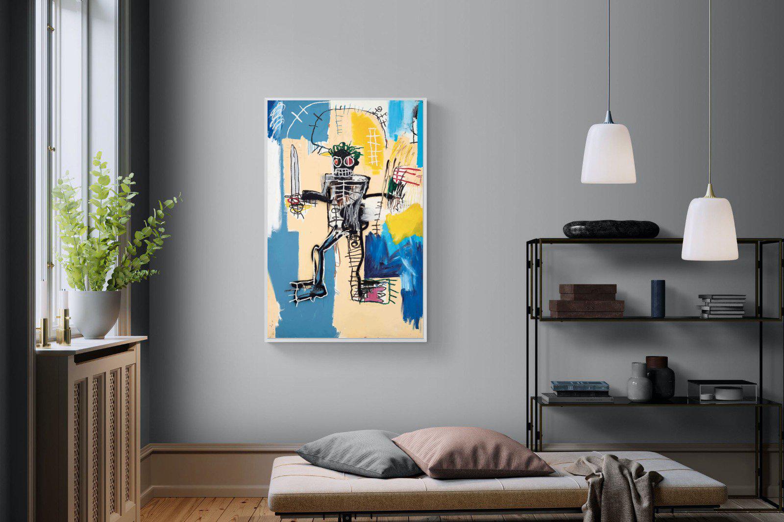 Basquiat Warrior-Wall_Art-100 x 150cm-Mounted Canvas-White-Pixalot