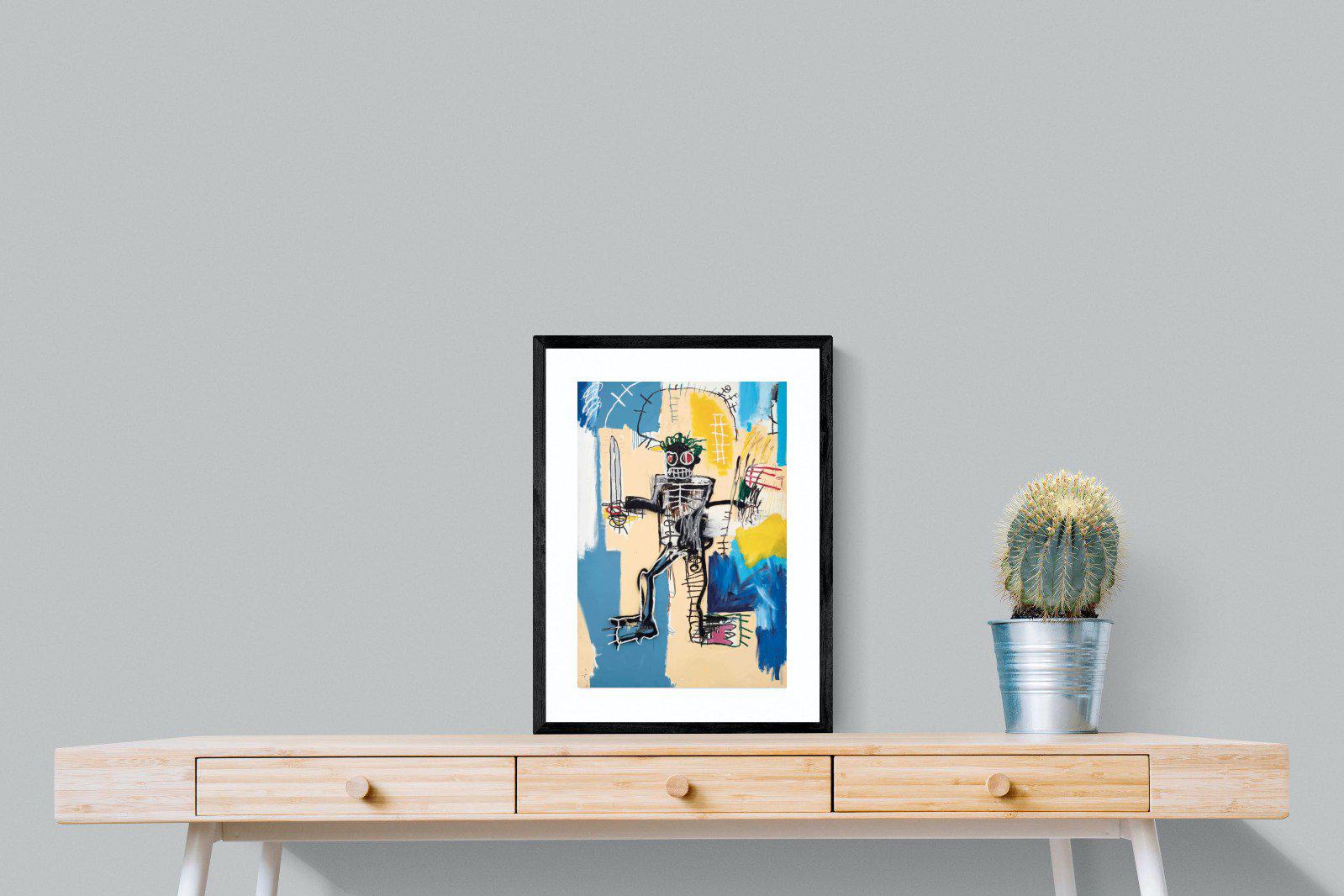 Basquiat Warrior-Wall_Art-45 x 60cm-Framed Print-Black-Pixalot