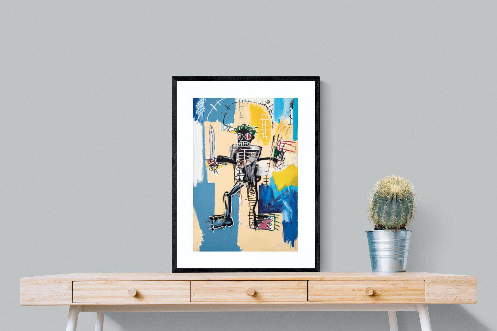 Basquiat Warrior-Wall_Art-60 x 80cm-Framed Print-Black-Pixalot