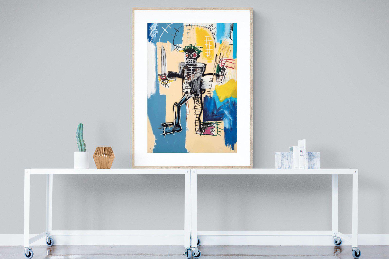 Basquiat Warrior-Wall_Art-90 x 120cm-Framed Print-Wood-Pixalot