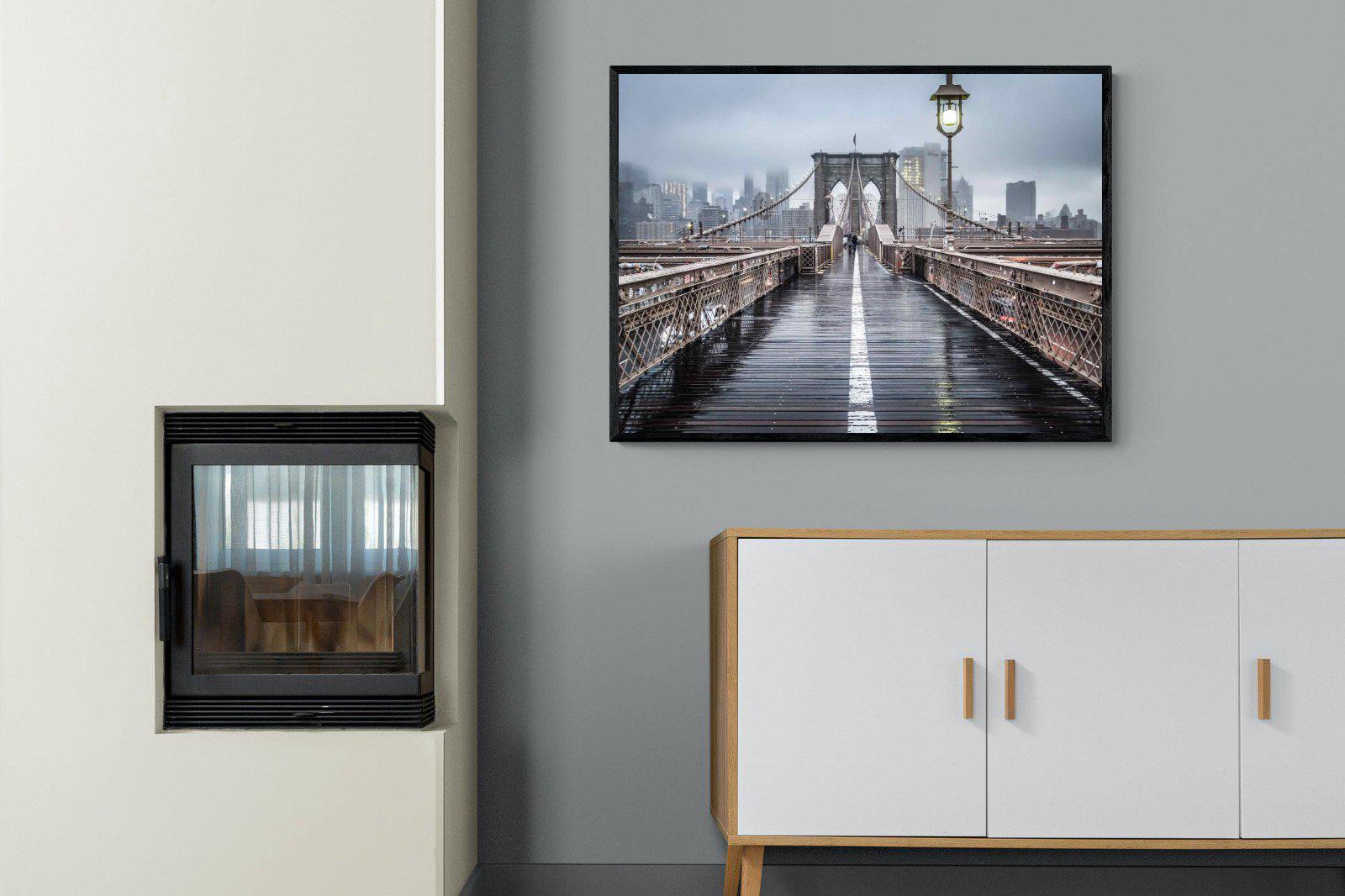 Brooklyn Bridge Morning-Wall_Art-100 x 75cm-Mounted Canvas-Black-Pixalot