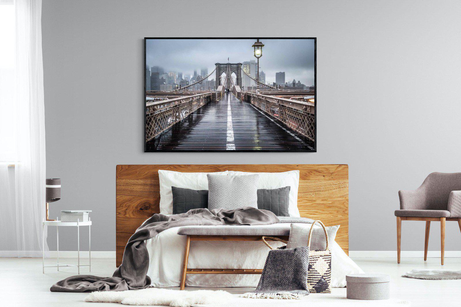 Brooklyn Bridge Morning-Wall_Art-150 x 100cm-Mounted Canvas-Black-Pixalot