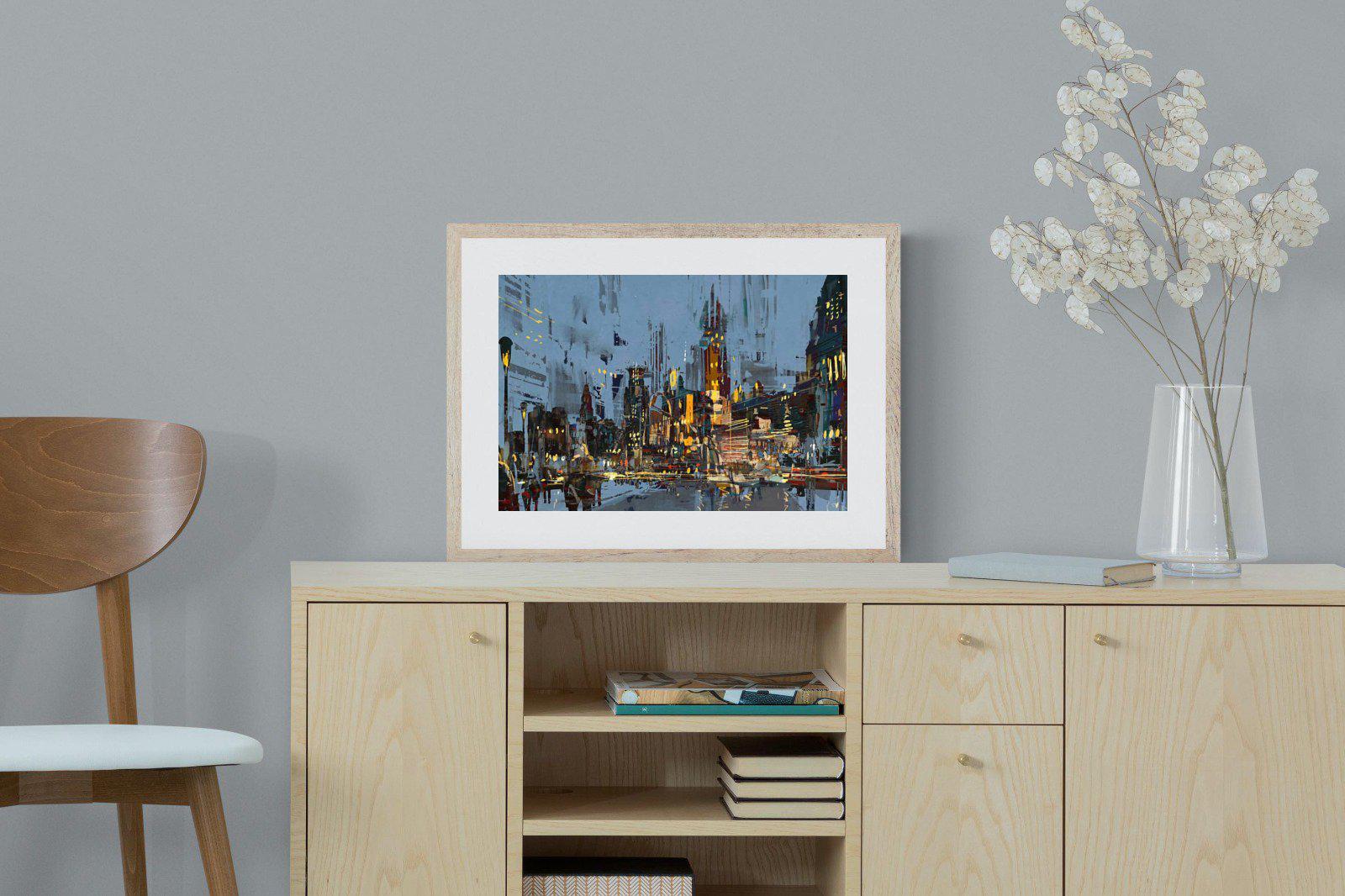 City by Night-Wall_Art-60 x 45cm-Framed Print-Wood-Pixalot