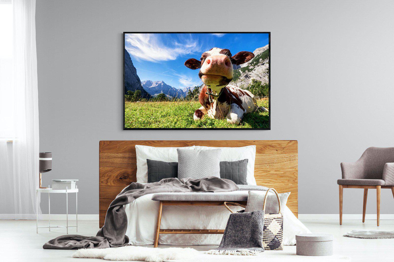 Cow-Wall_Art-150 x 100cm-Mounted Canvas-Black-Pixalot