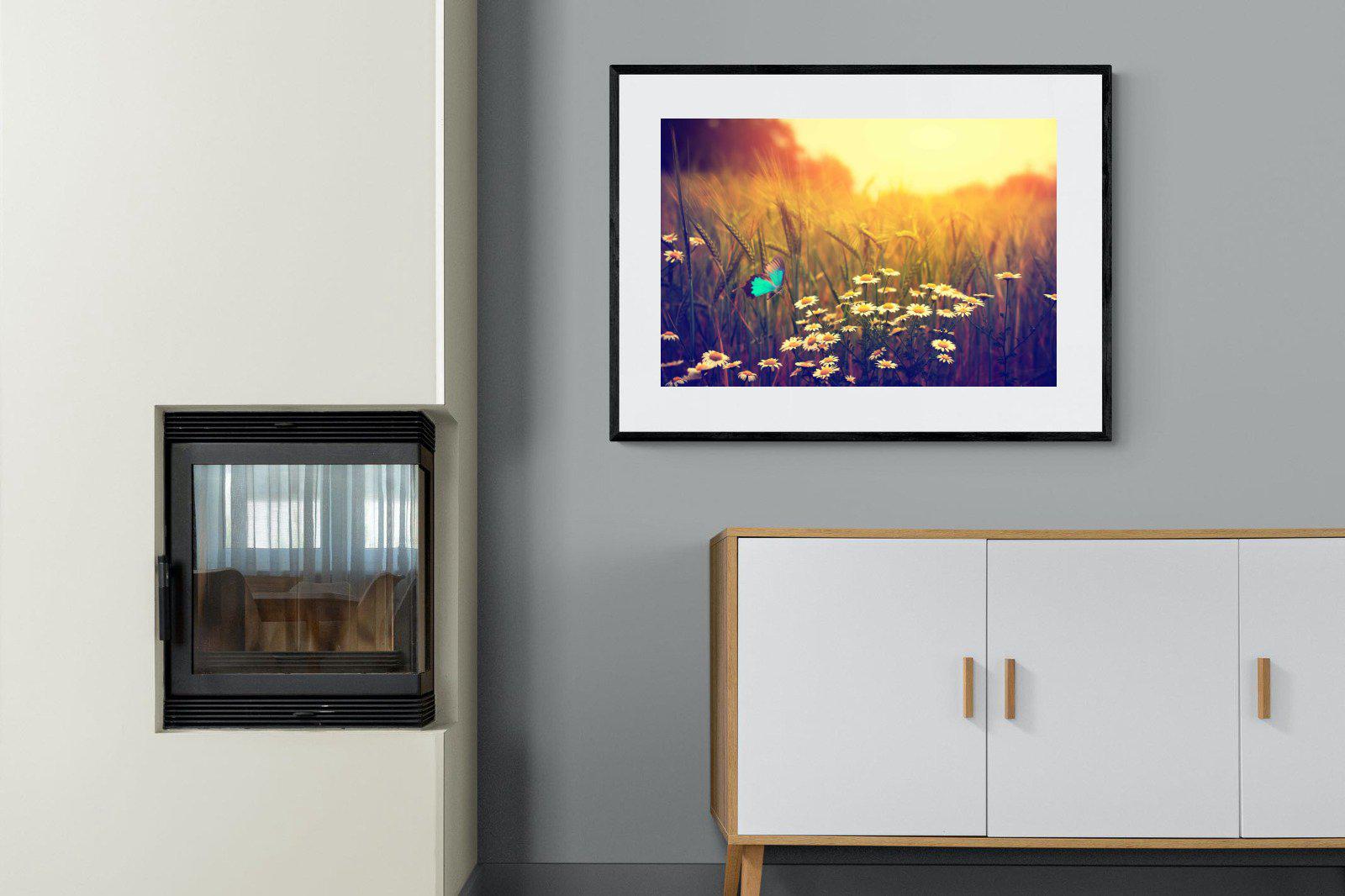 Daisy Flutter-Wall_Art-100 x 75cm-Framed Print-Black-Pixalot