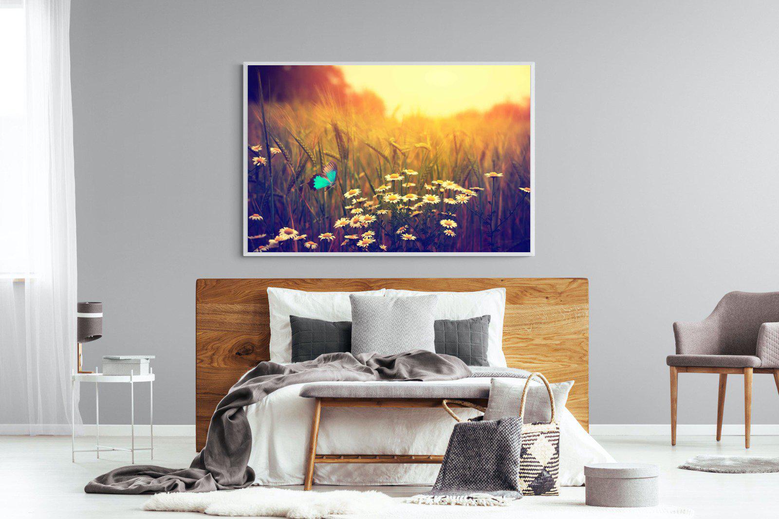 Daisy Flutter-Wall_Art-150 x 100cm-Mounted Canvas-White-Pixalot