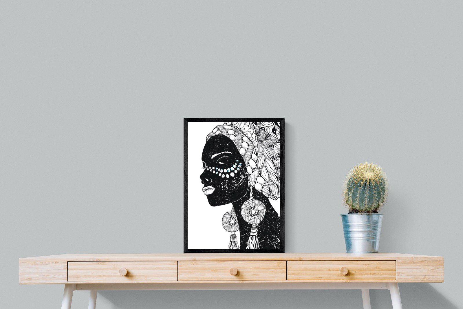 Diva D'Afrique-Wall_Art-45 x 60cm-Mounted Canvas-Black-Pixalot