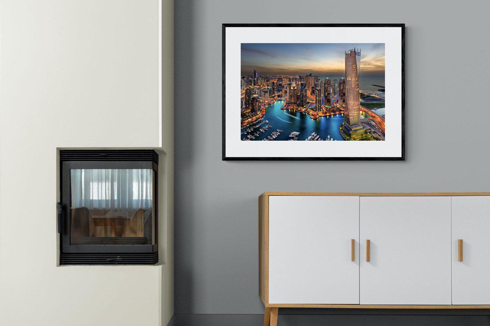 Dubai Colours-Wall_Art-100 x 75cm-Framed Print-Black-Pixalot