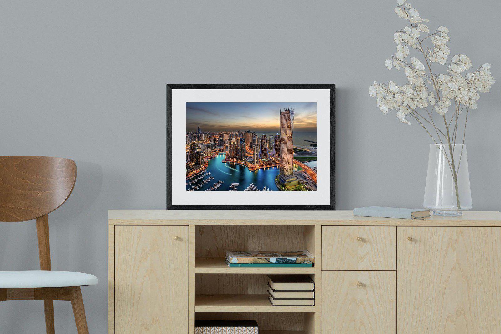 Dubai Colours-Wall_Art-60 x 45cm-Framed Print-Black-Pixalot