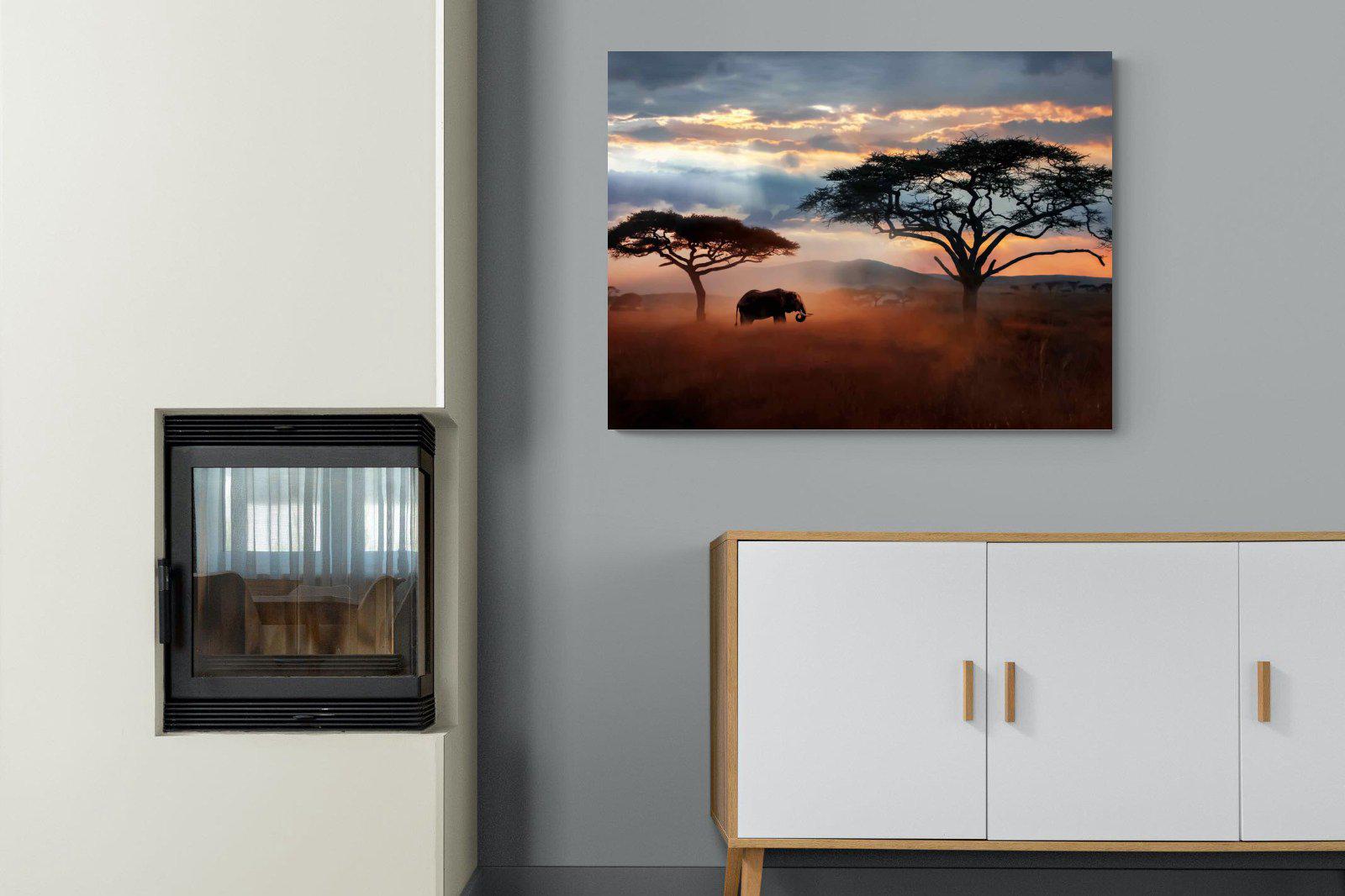 Ele at Dusk-Wall_Art-100 x 75cm-Mounted Canvas-No Frame-Pixalot