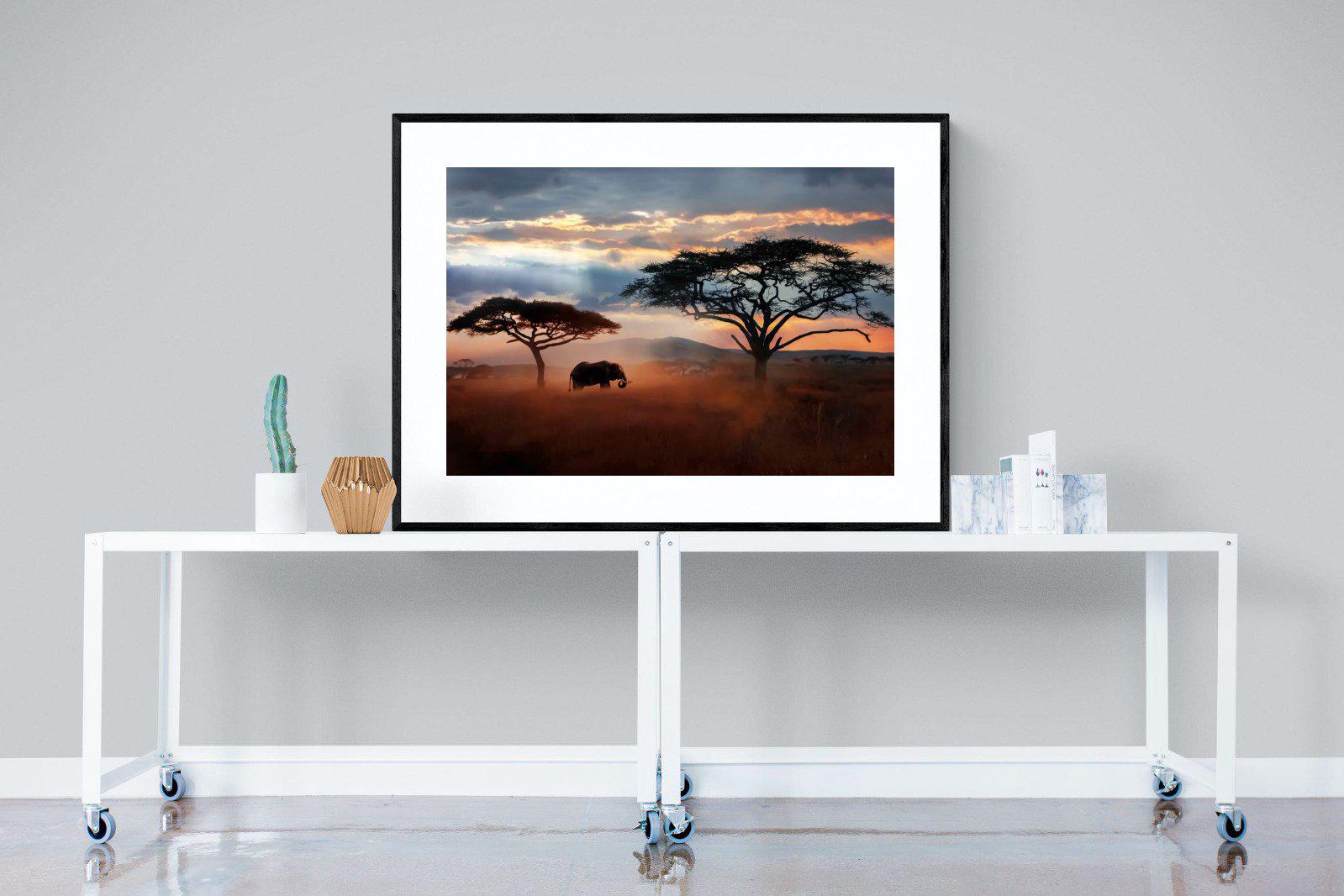Ele at Dusk-Wall_Art-120 x 90cm-Framed Print-Black-Pixalot