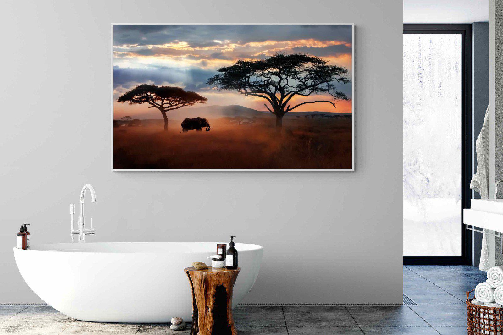 Ele at Dusk-Wall_Art-180 x 110cm-Mounted Canvas-White-Pixalot