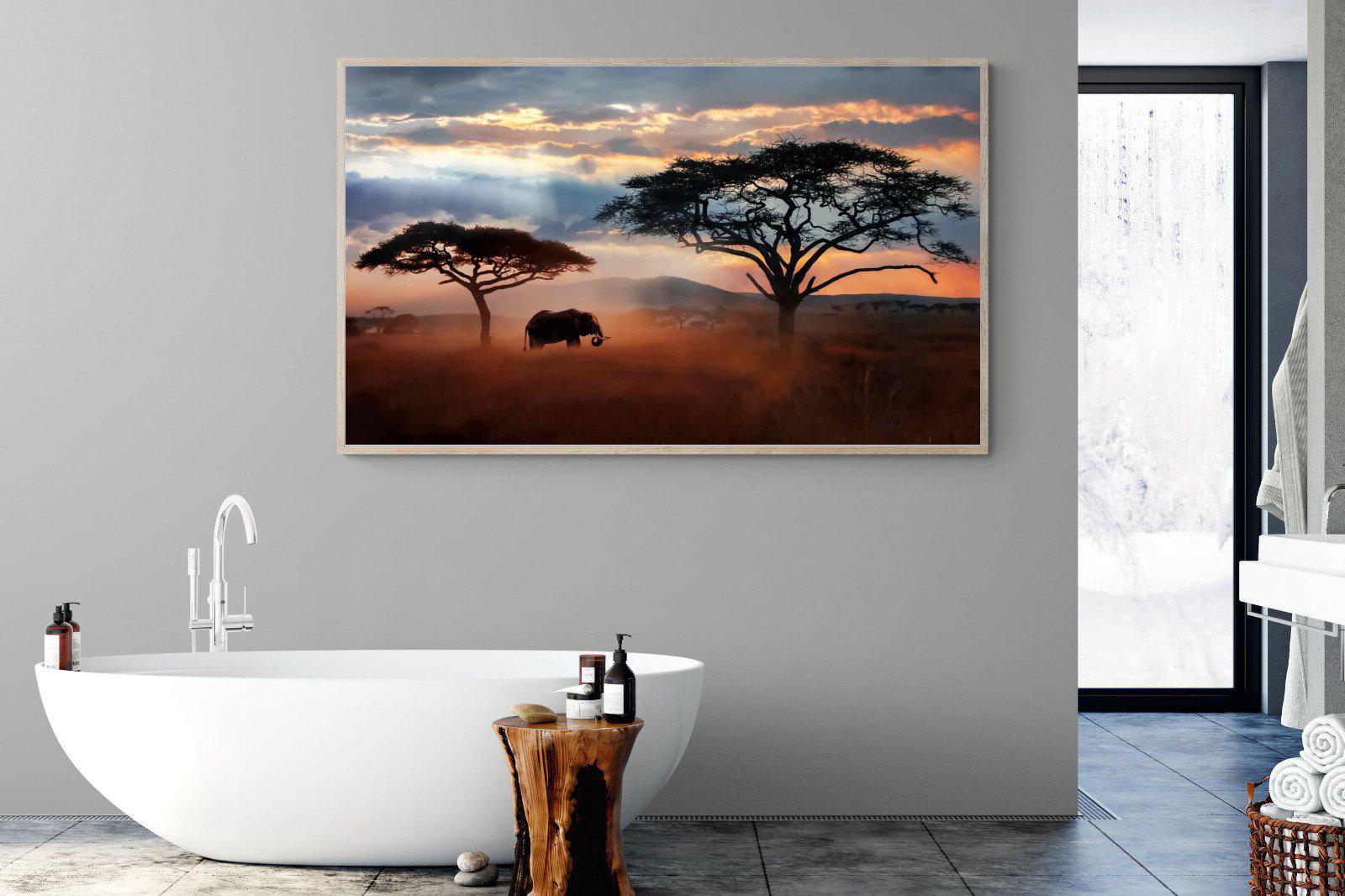 Ele at Dusk-Wall_Art-180 x 110cm-Mounted Canvas-Wood-Pixalot