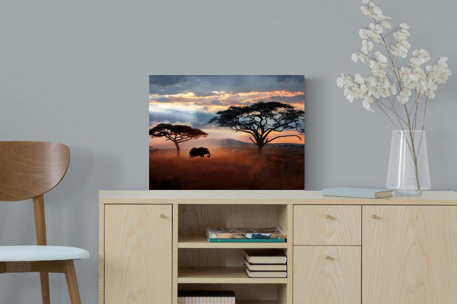 Ele at Dusk-Wall_Art-60 x 45cm-Mounted Canvas-No Frame-Pixalot
