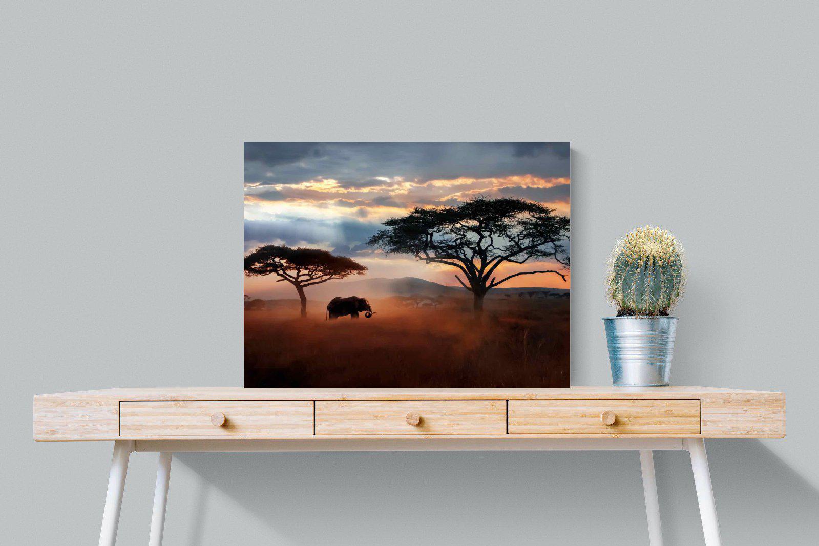 Ele at Dusk-Wall_Art-80 x 60cm-Mounted Canvas-No Frame-Pixalot