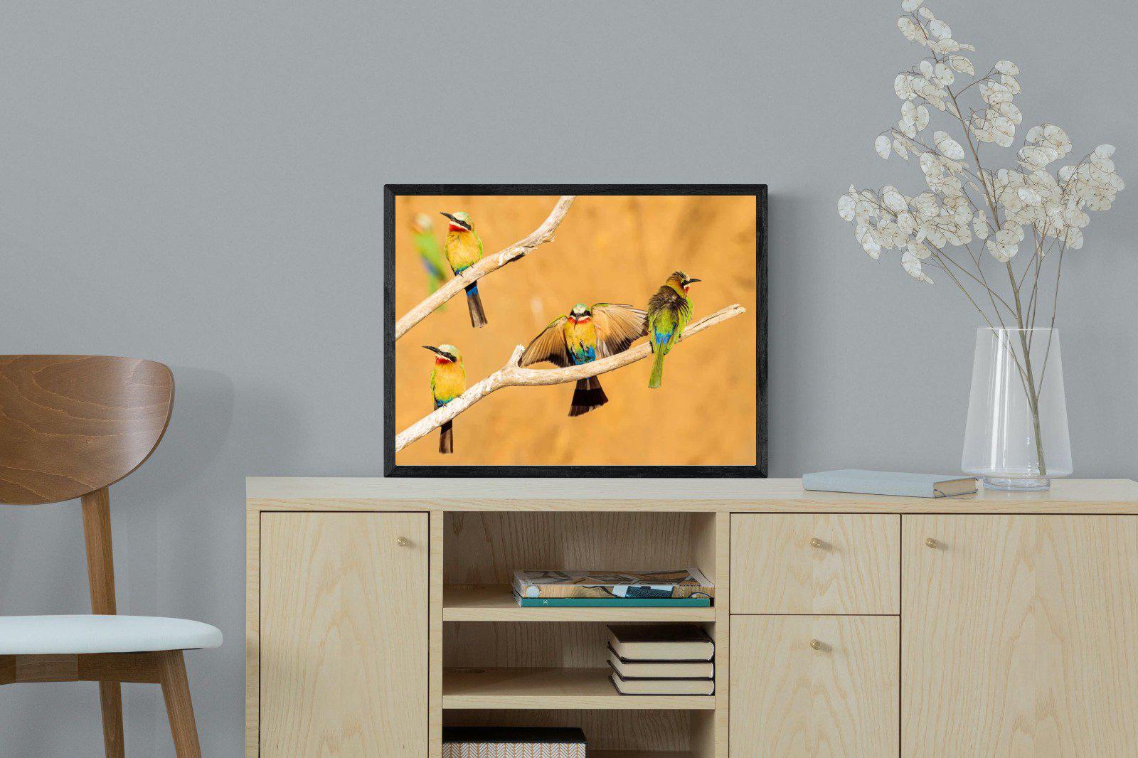 Feathered Friends-Wall_Art-60 x 45cm-Mounted Canvas-Black-Pixalot