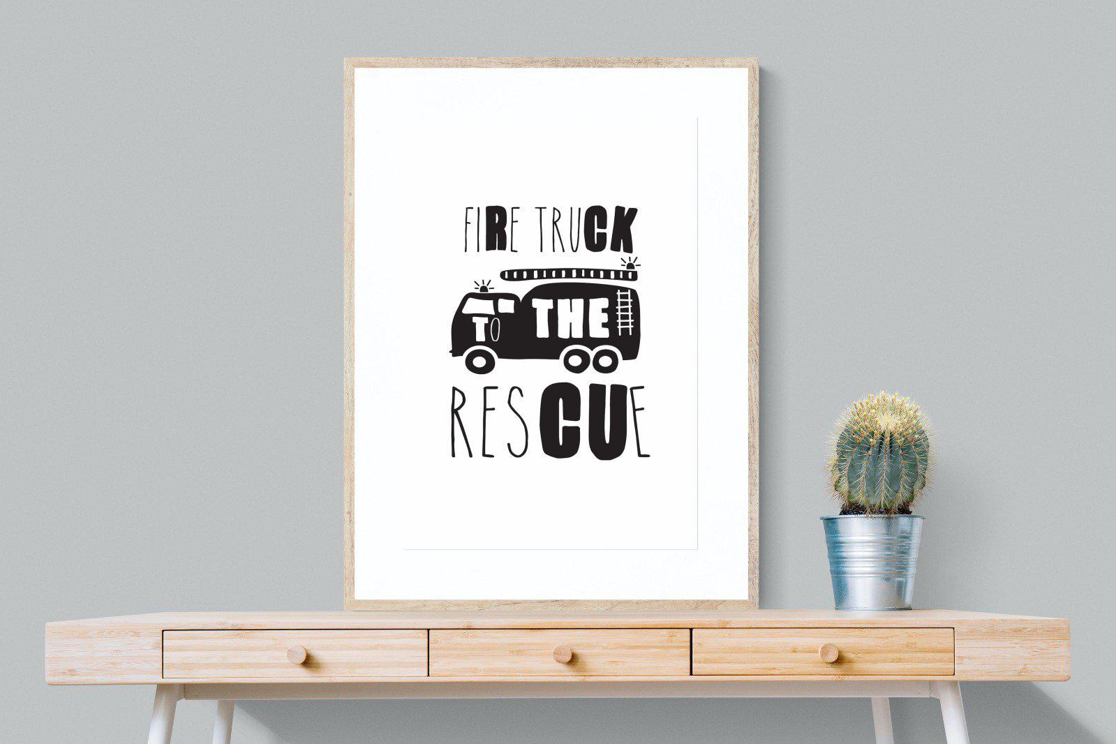 Fire Truck-Wall_Art-75 x 100cm-Framed Print-Wood-Pixalot