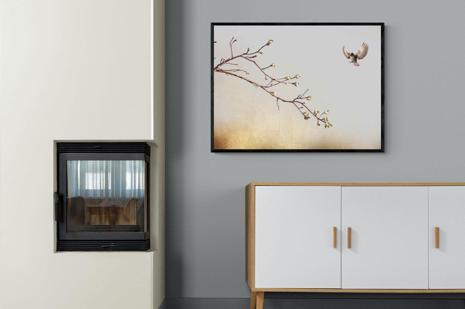 Flutter-Wall_Art-100 x 75cm-Mounted Canvas-Black-Pixalot