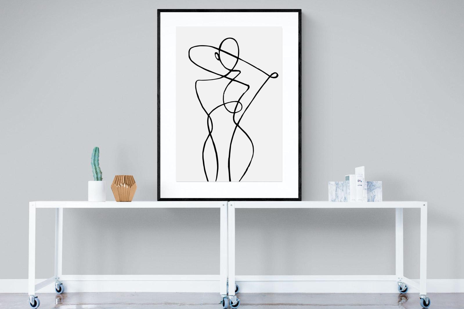 Freehand Figure One-Wall_Art-90 x 120cm-Framed Print-Black-Pixalot