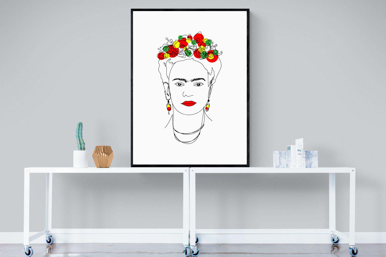 Frida Kahlo-Wall_Art-90 x 120cm-Mounted Canvas-Black-Pixalot