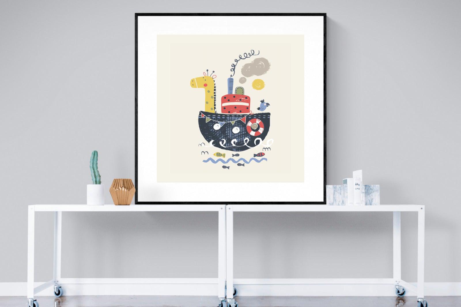 Giraffe Arc-Wall_Art-120 x 120cm-Framed Print-Black-Pixalot