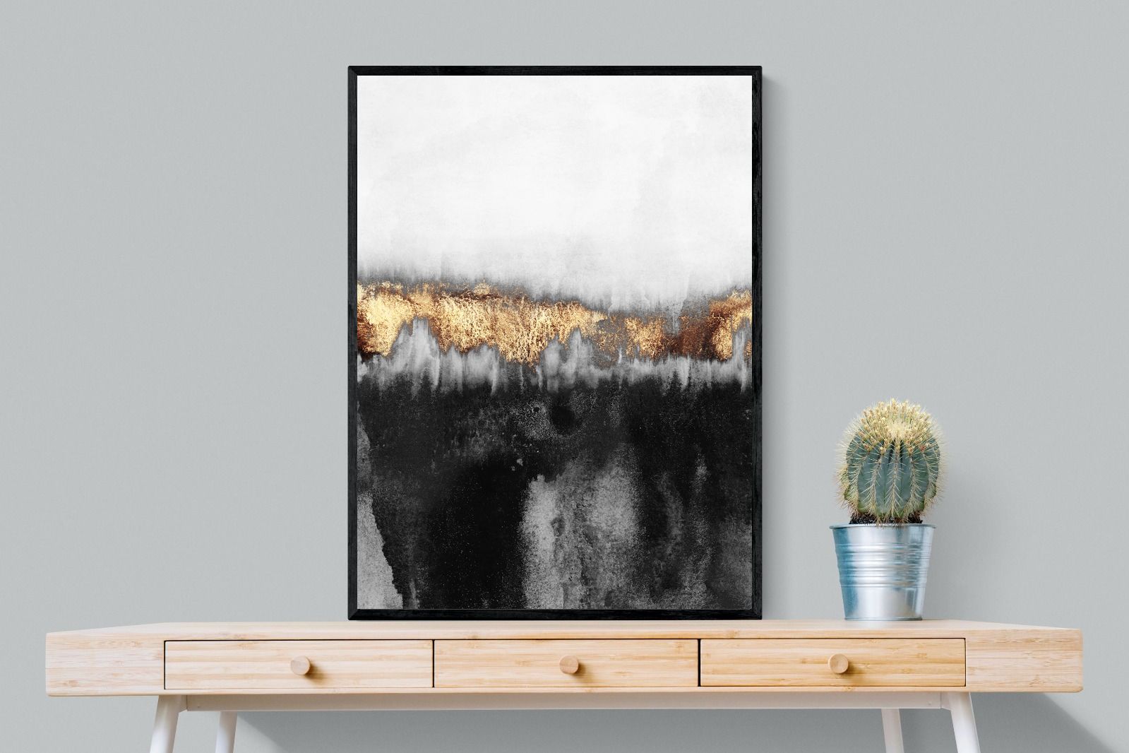 Golden Precipice-Wall_Art-75 x 100cm-Mounted Canvas-Black-Pixalot