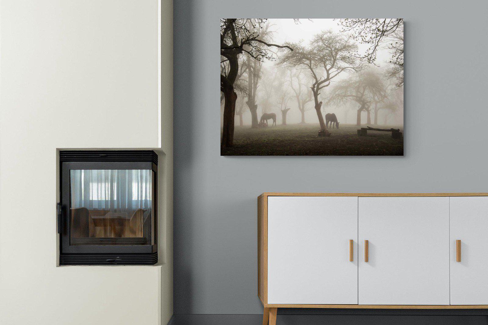 Grazing in the Fog-Wall_Art-100 x 75cm-Mounted Canvas-No Frame-Pixalot