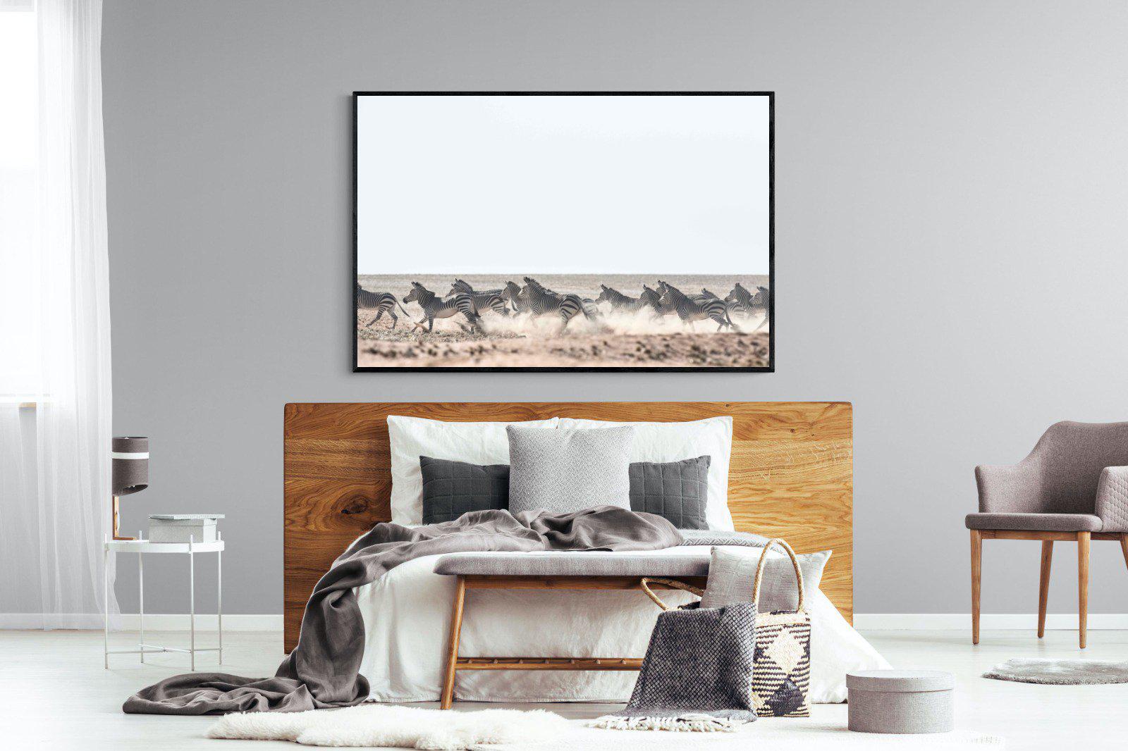 Herd Sprint-Wall_Art-150 x 100cm-Mounted Canvas-Black-Pixalot