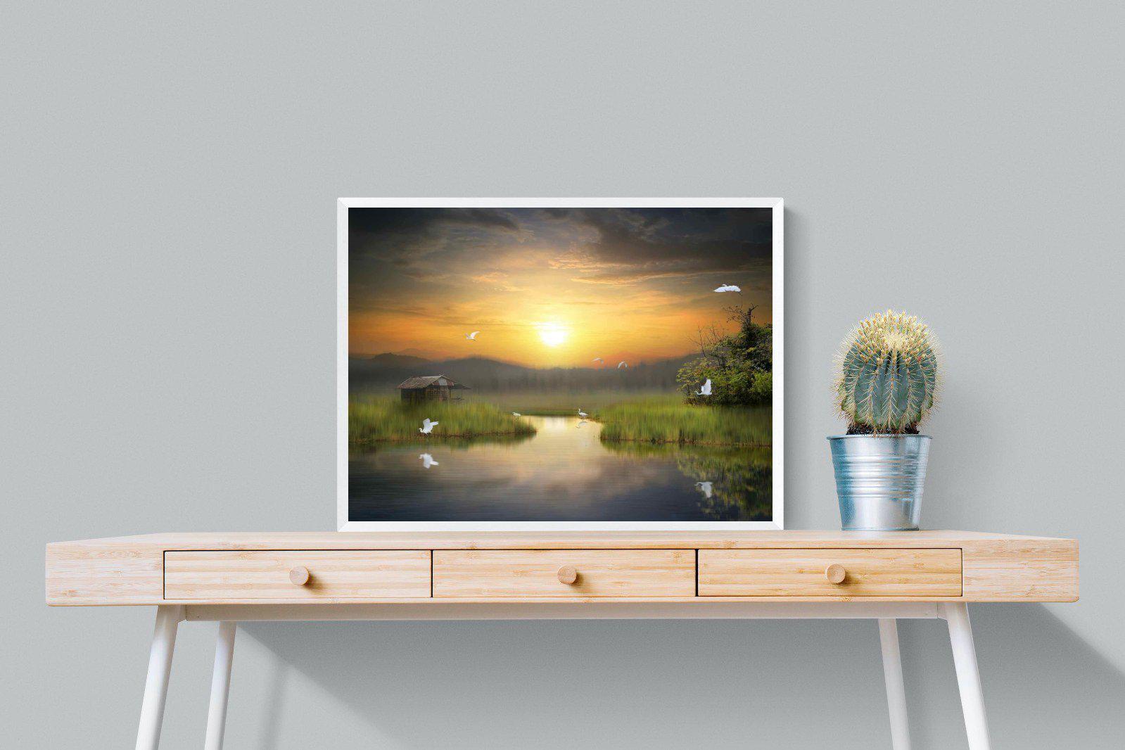 Heron Shed-Wall_Art-80 x 60cm-Mounted Canvas-White-Pixalot