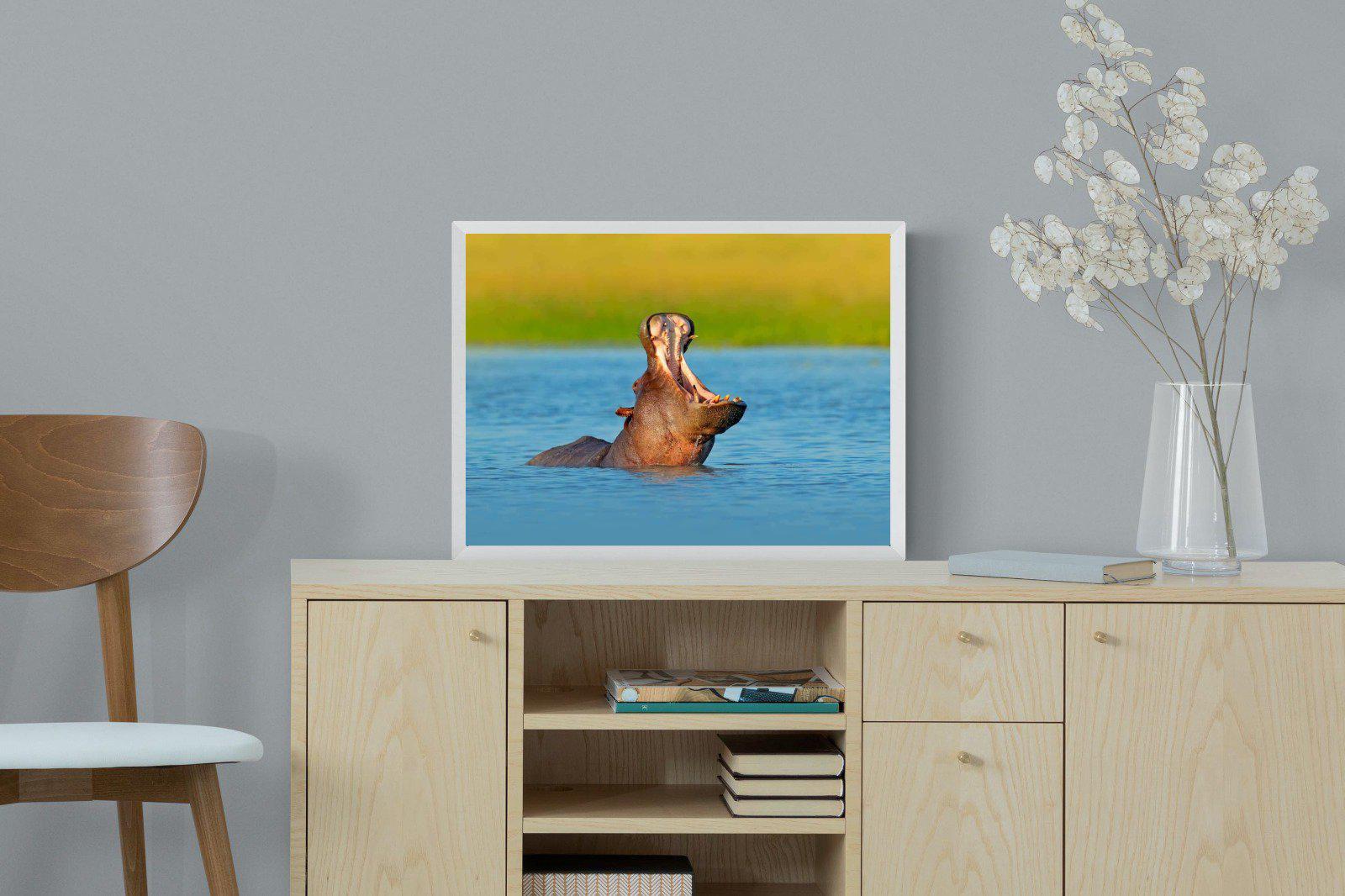 Hippo-Wall_Art-60 x 45cm-Mounted Canvas-White-Pixalot