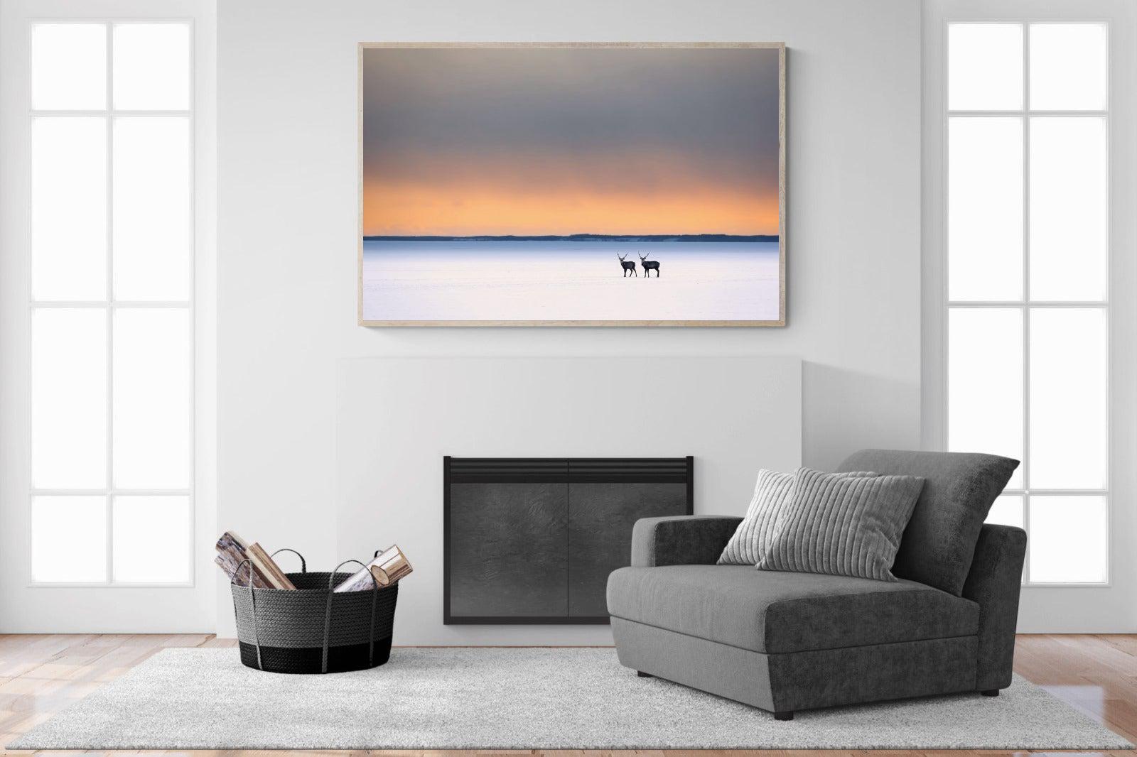 Japanese Deer-Wall_Art-150 x 100cm-Mounted Canvas-Wood-Pixalot