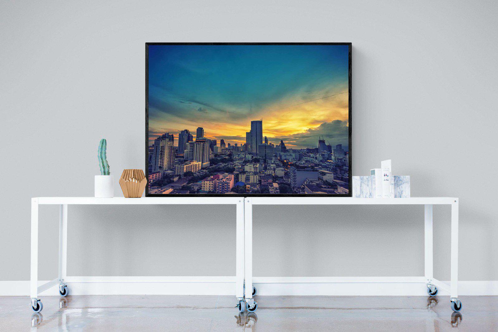 Joburg Sunrise-Wall_Art-120 x 90cm-Mounted Canvas-Black-Pixalot