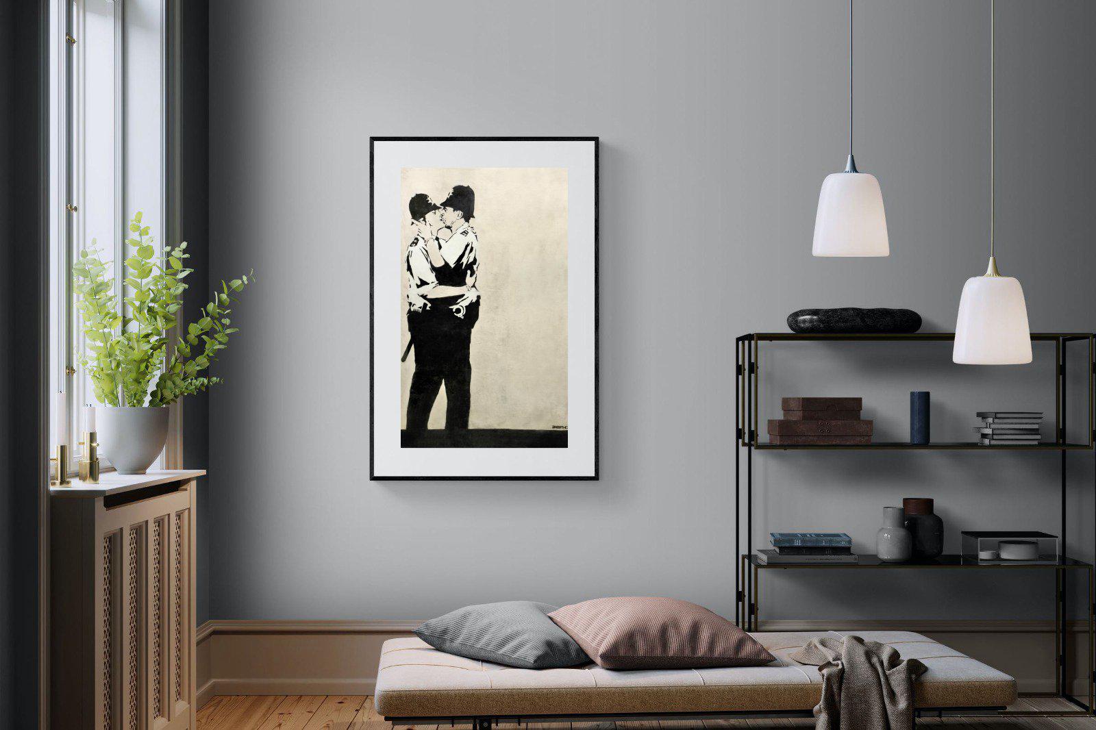 Kissing Coppers-Wall_Art-100 x 150cm-Framed Print-Black-Pixalot