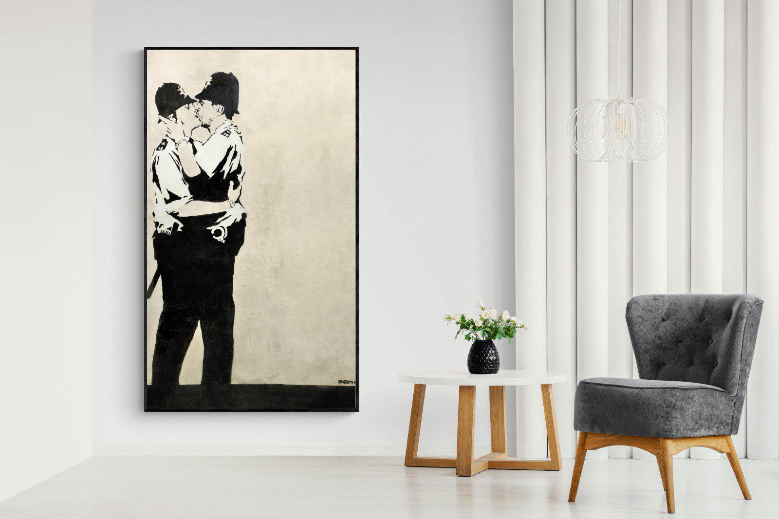 Kissing Coppers-Wall_Art-130 x 220cm-Mounted Canvas-Black-Pixalot