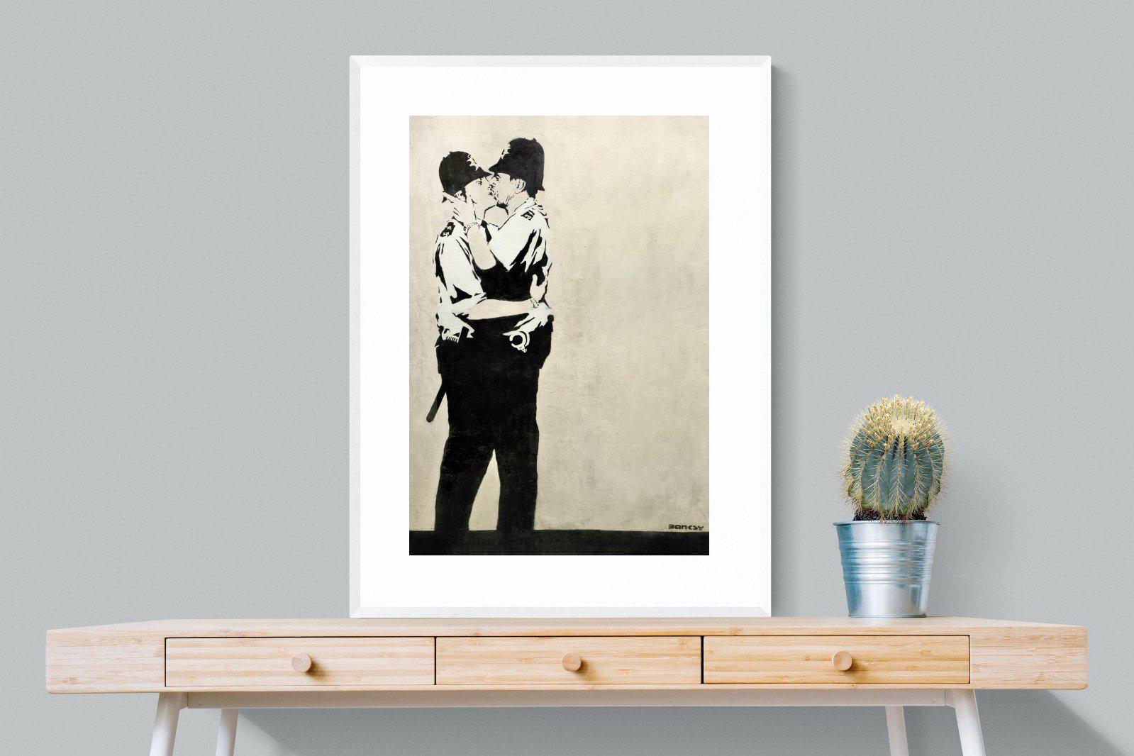 Kissing Coppers-Wall_Art-75 x 100cm-Framed Print-White-Pixalot