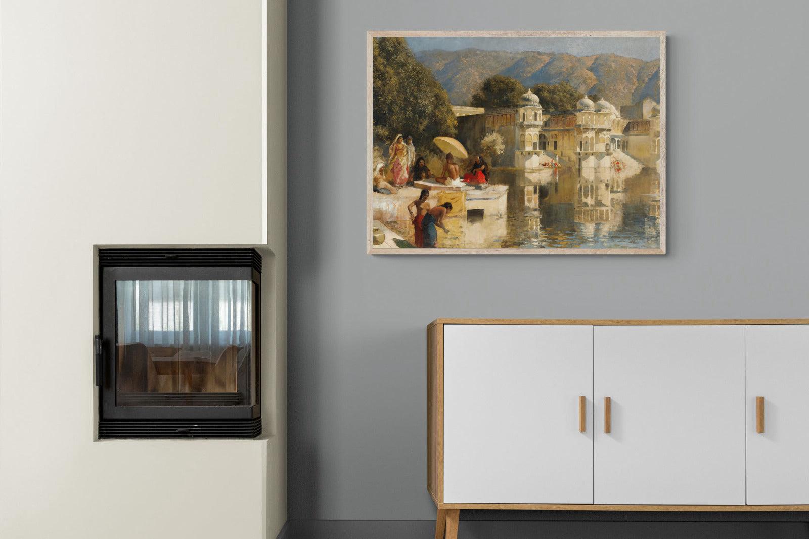 Lake at Oodeypore, India-Wall_Art-100 x 75cm-Mounted Canvas-Wood-Pixalot