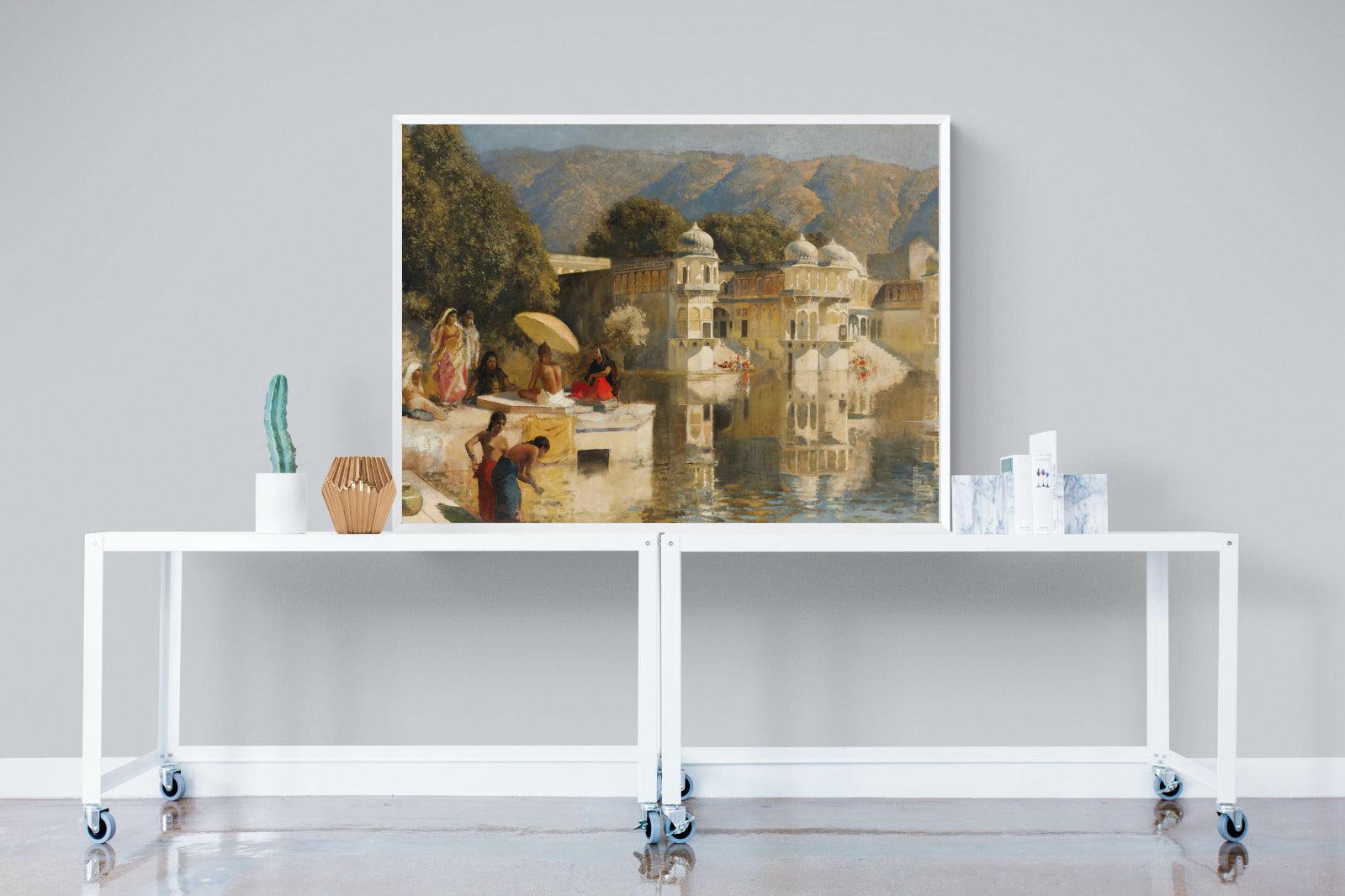 Lake at Oodeypore, India-Wall_Art-120 x 90cm-Mounted Canvas-White-Pixalot