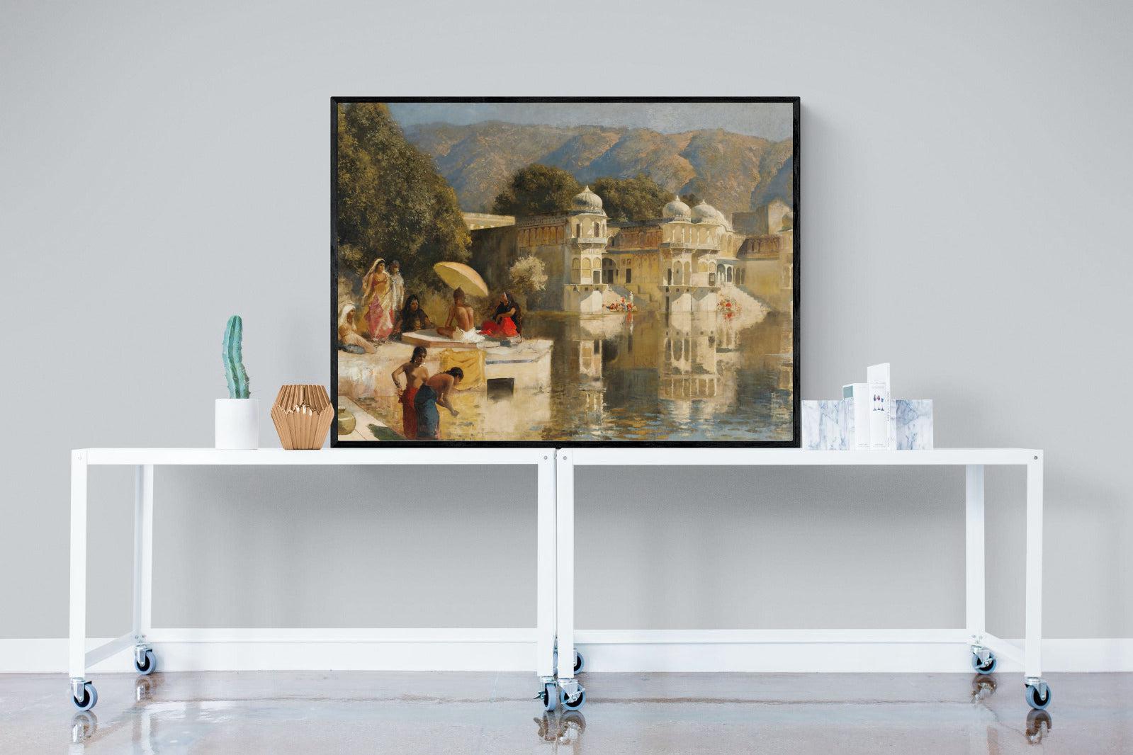 Lake at Oodeypore, India-Wall_Art-120 x 90cm-Mounted Canvas-Black-Pixalot