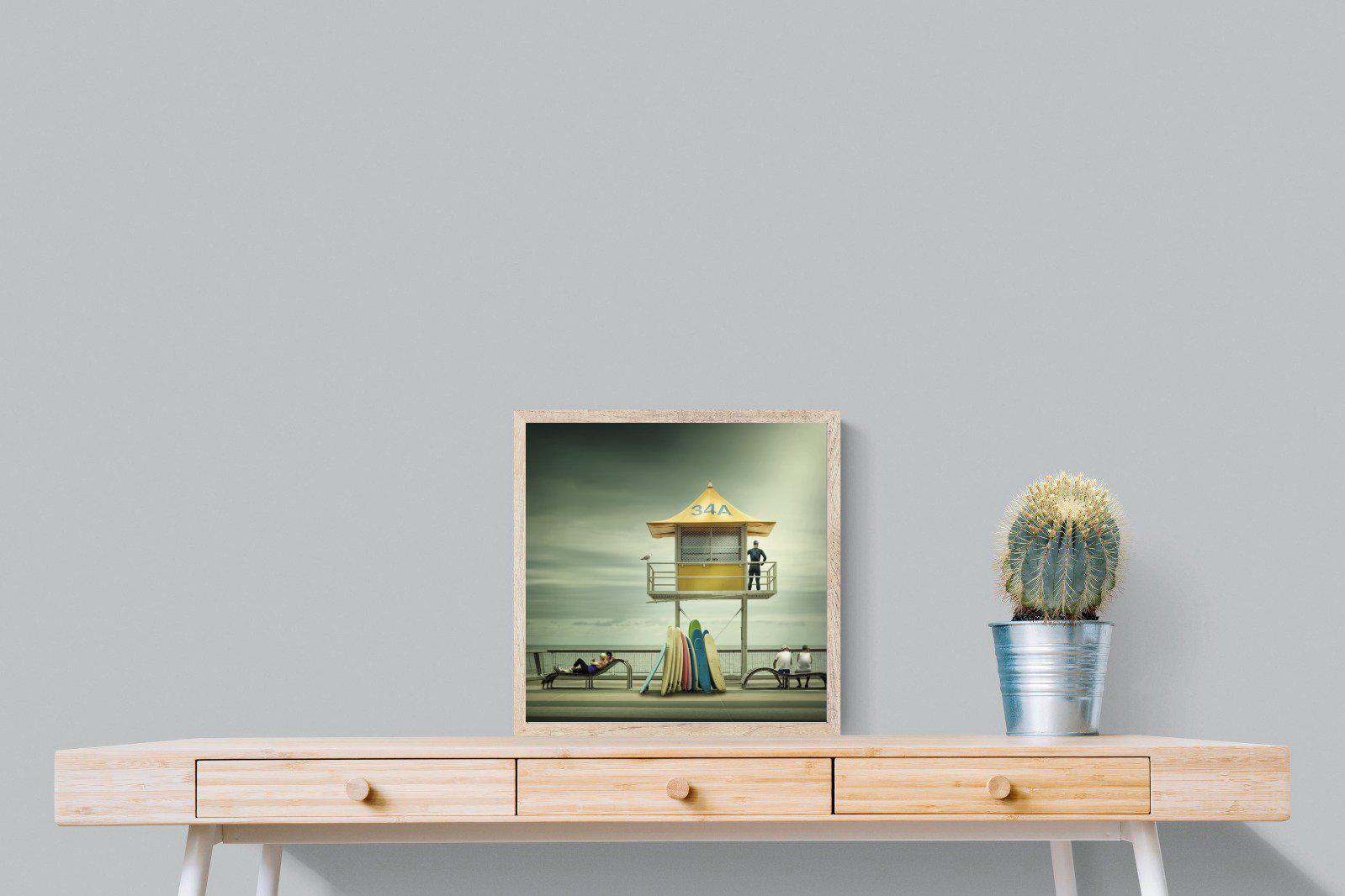 Lifeguard Tower-Wall_Art-50 x 50cm-Mounted Canvas-Wood-Pixalot
