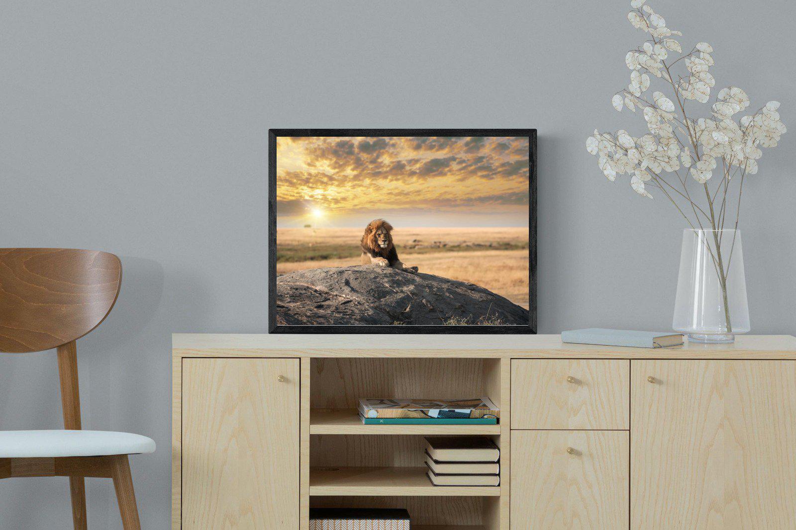Lion Rock-Wall_Art-60 x 45cm-Mounted Canvas-Black-Pixalot