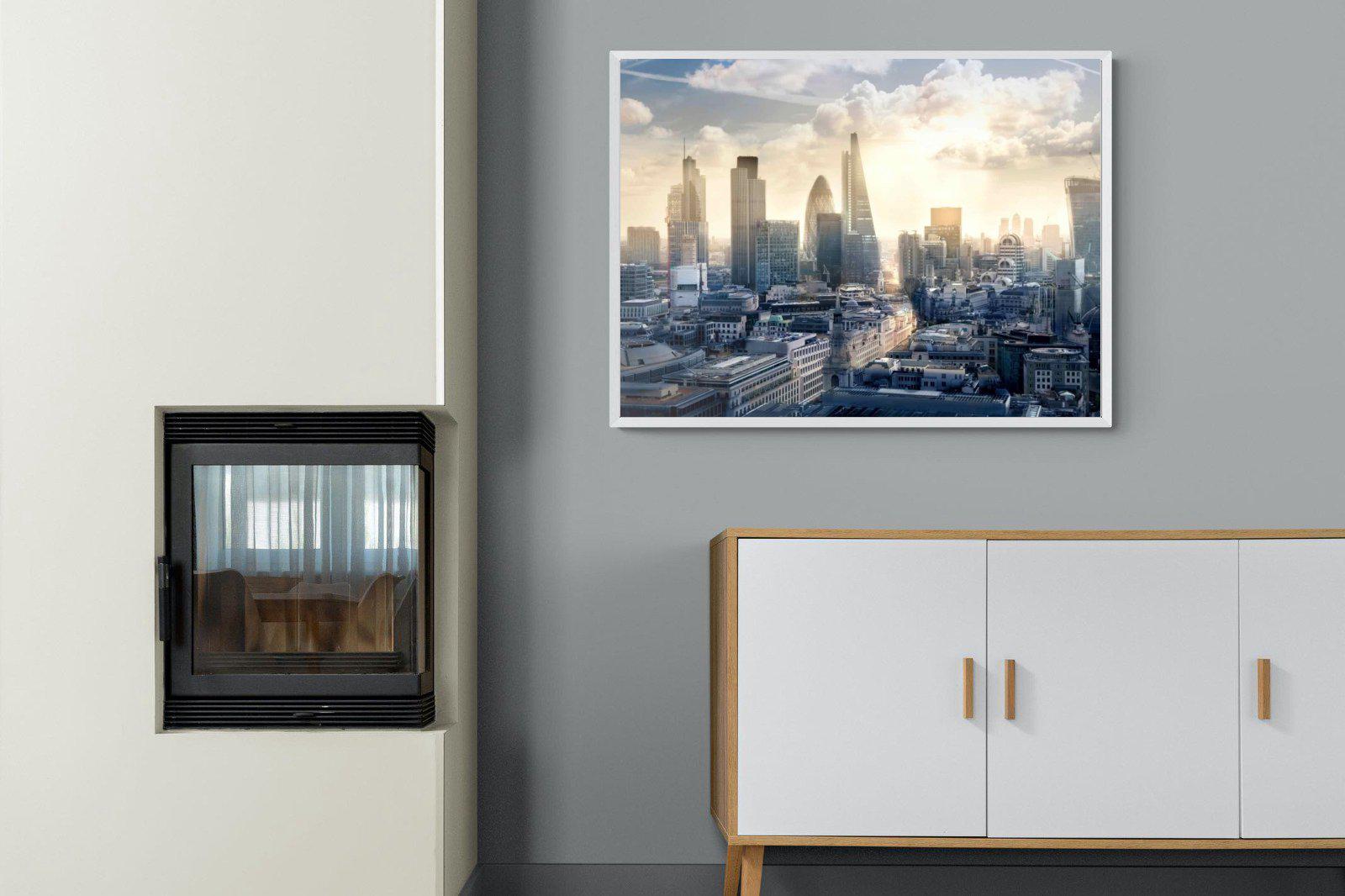 London Dawn-Wall_Art-100 x 75cm-Mounted Canvas-White-Pixalot