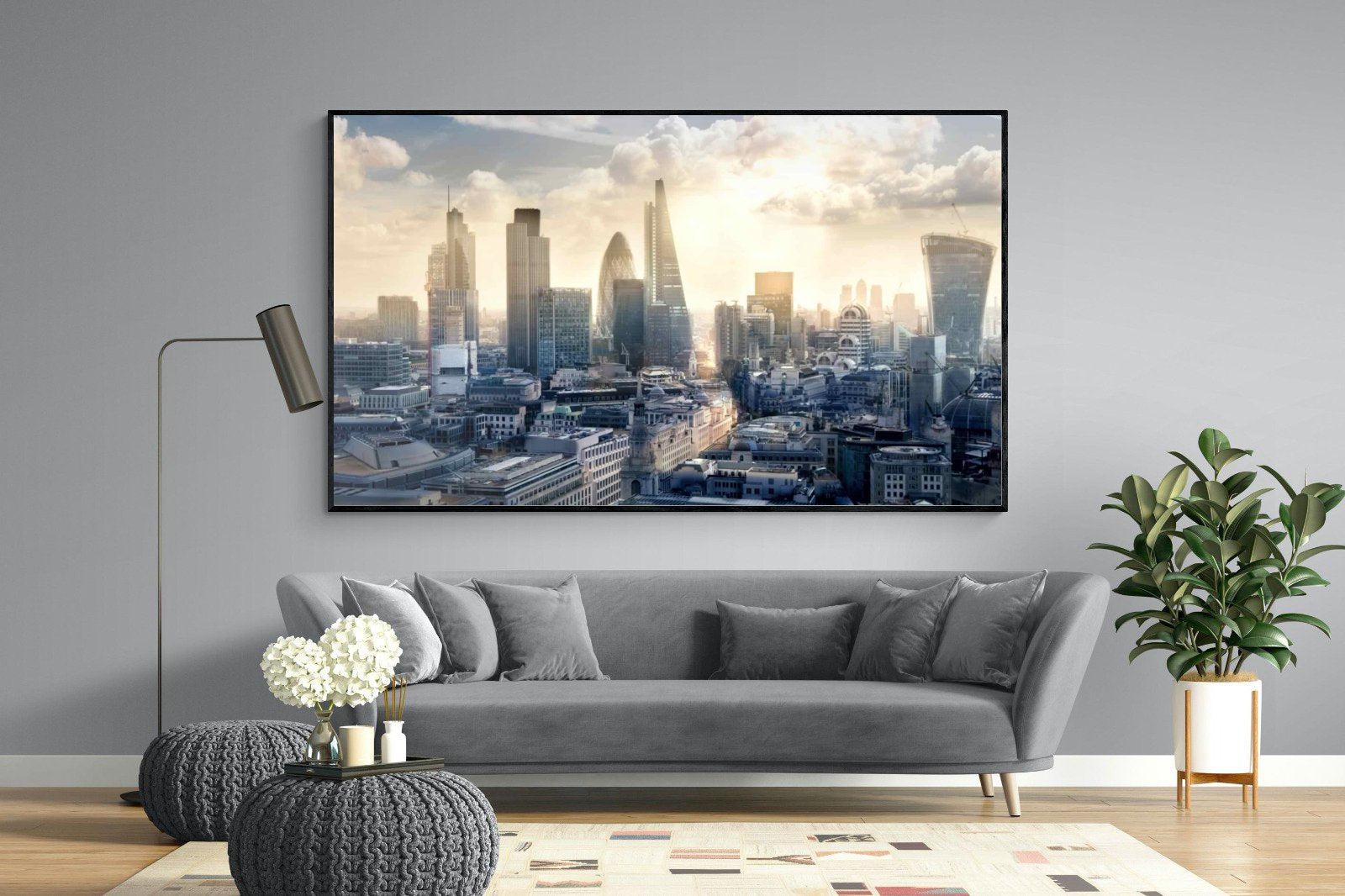 London Dawn-Wall_Art-220 x 130cm-Mounted Canvas-Black-Pixalot