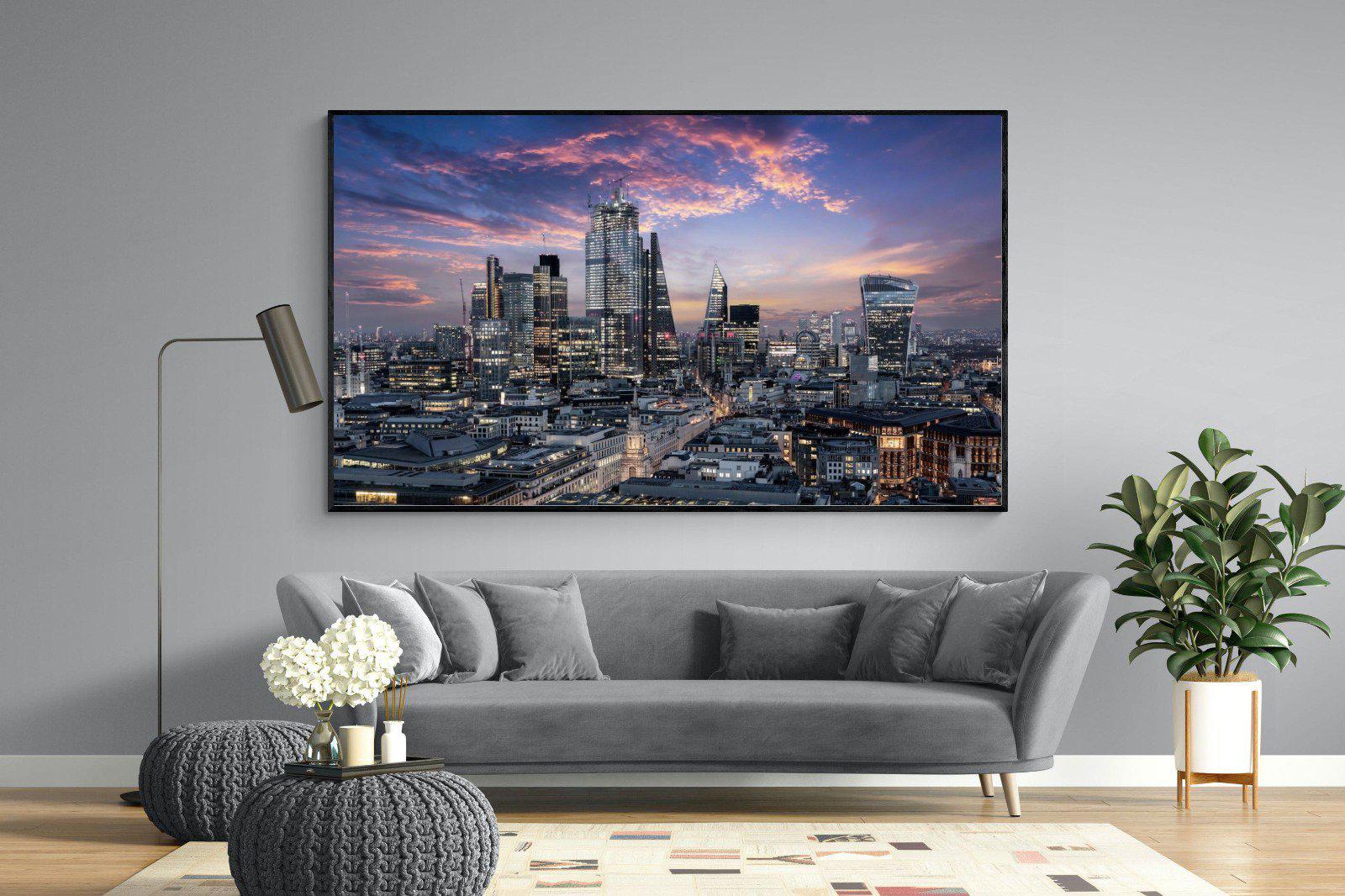 London Dusk-Wall_Art-220 x 130cm-Mounted Canvas-Black-Pixalot