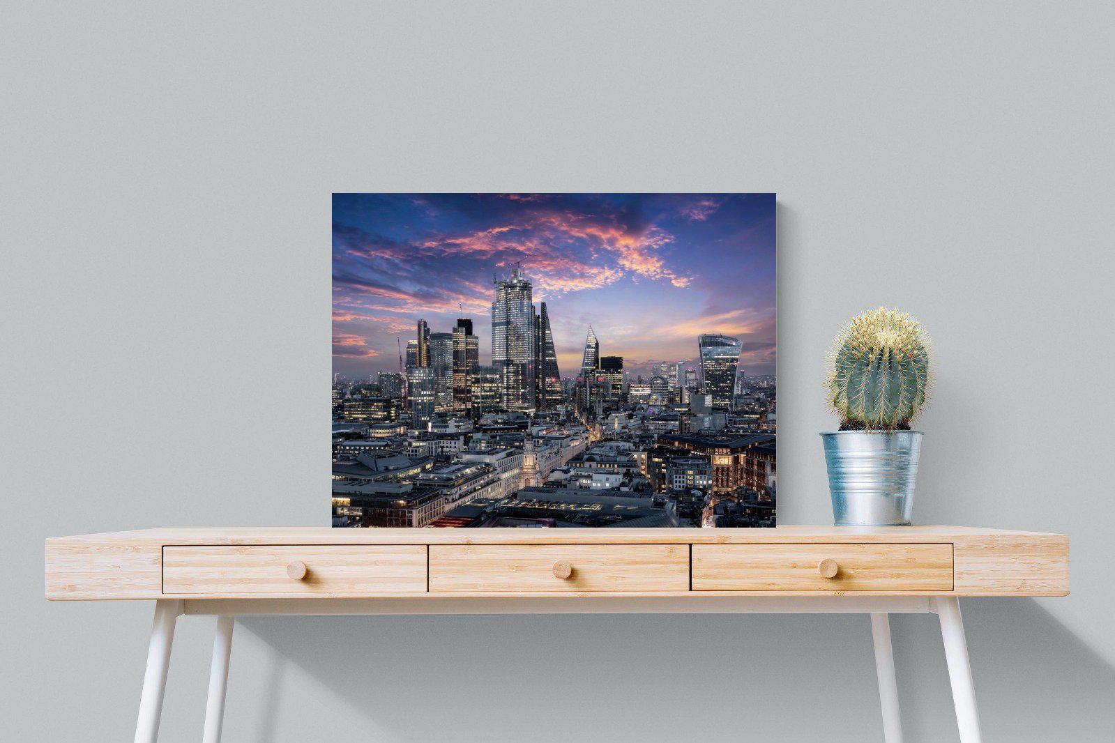 London Dusk-Wall_Art-80 x 60cm-Mounted Canvas-No Frame-Pixalot
