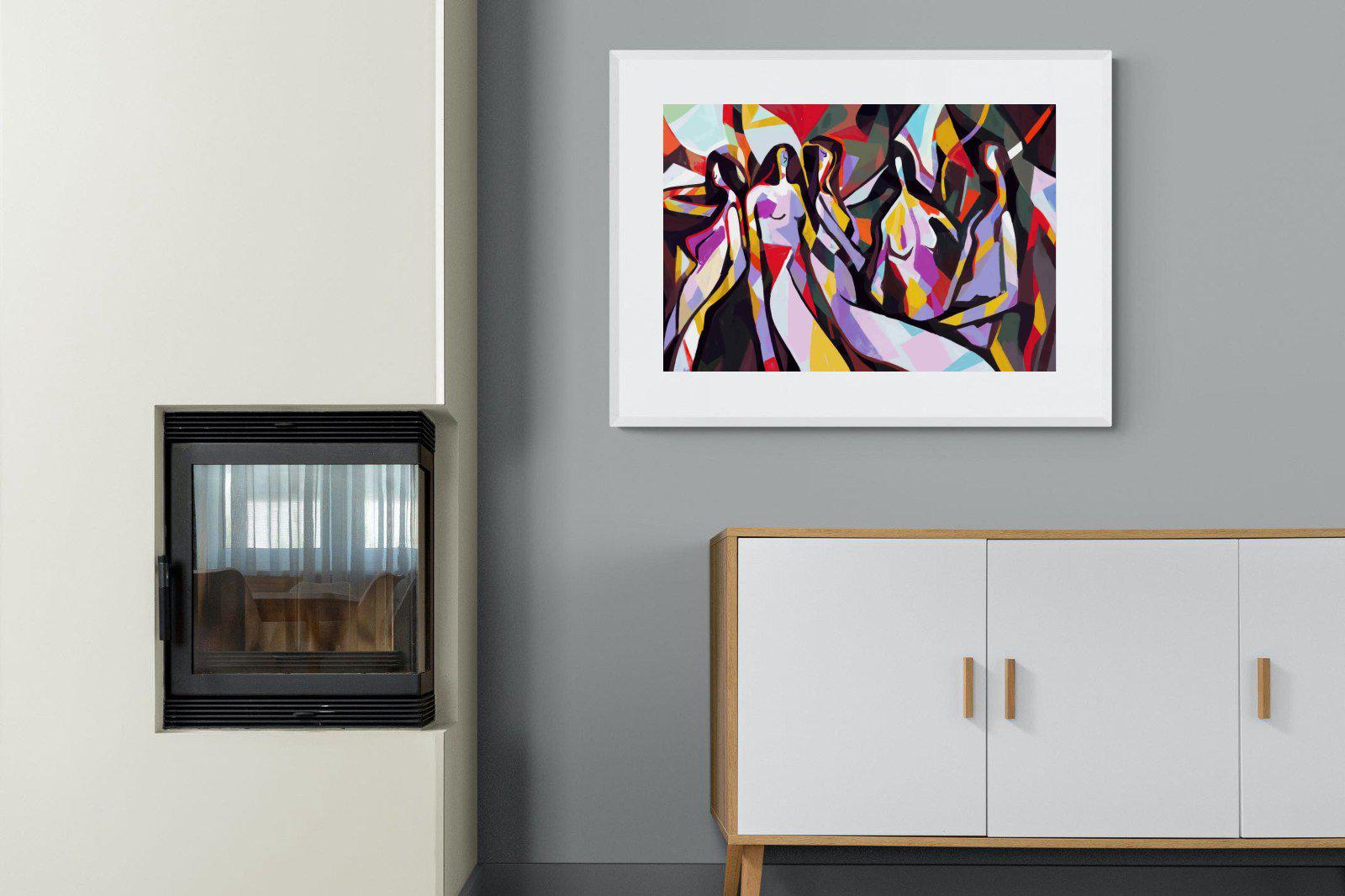 Lounging Ladies-Wall_Art-100 x 75cm-Framed Print-White-Pixalot