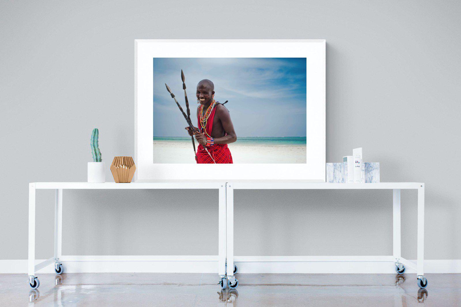 Masai Smile-Wall_Art-120 x 90cm-Framed Print-White-Pixalot